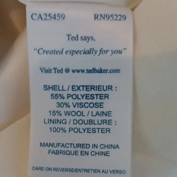 TED BAKER LONDON Sleeveless Dress Cream Bodycon Summer Women's Size 2 - Picture 8 of 9